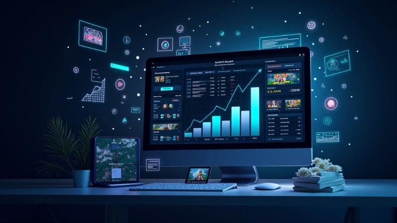 The accelerating growth of online gambling in 2025, Concept art for illustrative purpose, tags: market - Monok